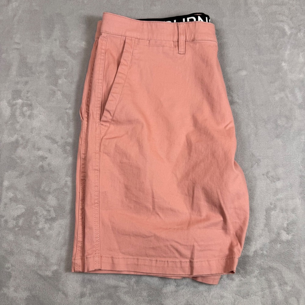 Burnside‎ Chino Shorts Mens 36 Salmon Pink Casual Enhanced Elastic Waist
